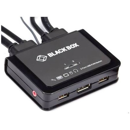 Black Box KV62-CBL 2 Port 4K60 Displayport Cable KVM Switch
