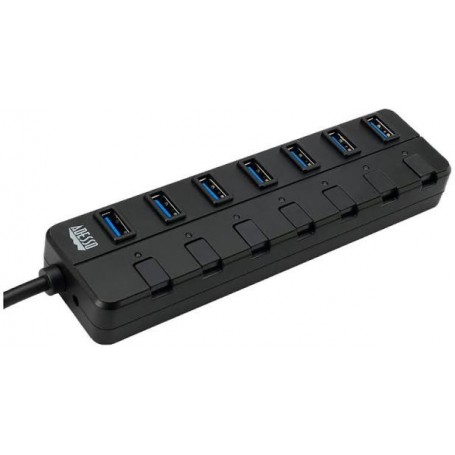 Adesso AUH-3070P interface hub USB 3.2 Gen 1 (3.1 Gen 1) Type-A 5000 Mbit/s Black