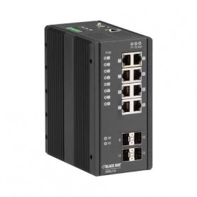 Black Box LIE1014A Industrial 12-Port Managed Gigabit PoE+ Switch, 4 SFP Slots