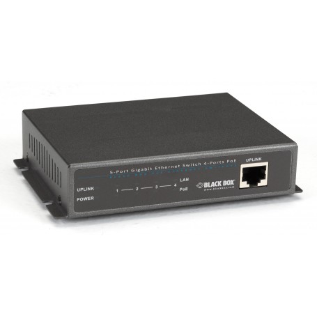 Black Box LPB1205A-R2 PoE+ Switch - (1) 10/100/1000MBPS RJ45, (4) RJ45 PoE+