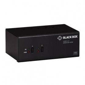 Black Box KV6222H KVM Switch 2-Port Dual-Monitor HDMI 4K 60HZ USB 3 Hub Audio