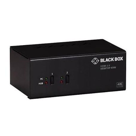 Black Box KV6222H KVM Switch 2-Port Dual-Monitor HDMI 4K 60HZ USB 3 Hub Audio