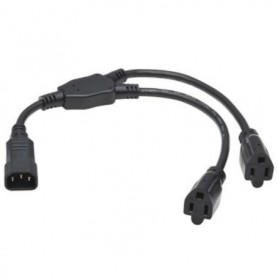 Eaton P002-18N-2R Tripp Lite Power Cord Y Splitter C14 2 NEMA 5 15R