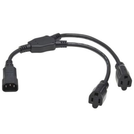 Eaton P002-18N-2R Tripp Lite Power Cord Y Splitter C14 2 NEMA 5 15R
