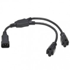 Eaton P002-18N-2R Tripp Lite Power Cord Y Splitter C14 2 NEMA 5 15R