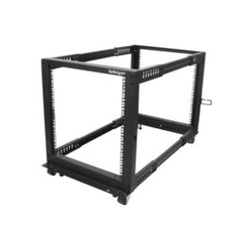 StarTech.com Black 12U Steel Server Rack with 4-Post Frame, 638mm