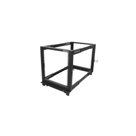 StarTech.com Black 12U Steel Server Rack with 4-Post Frame, 638mm