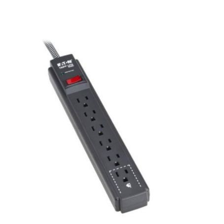 Eaton TLP625DB 6-Outlet Surge Protector 2.5ft Cord Tripp Lite Compatible 25 ft. (7.6 m) Braided Cord