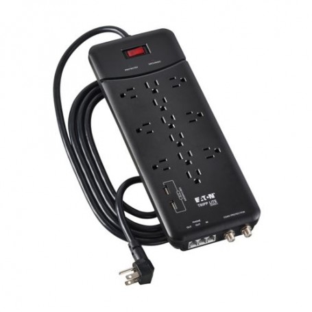 Eaton Tripp Lite TLP128TTUSBB Protect 12-Outlet Surge Protector USB Charging