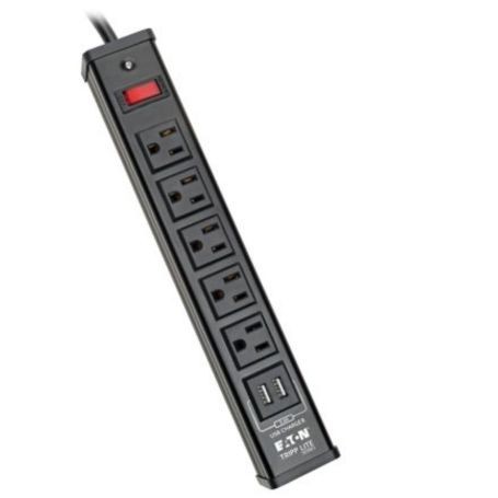 Eaton TLM526USBB Tripp Lite 5 Outlet Surge Protector with 2 USB A Ports 450 Joules