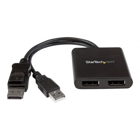 StarTech MSTDP122DP 2-Port Dual 4K Multi Monitor DisplayPort MST Hub Adapter