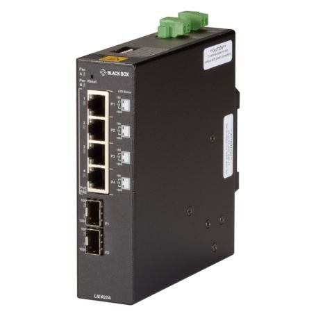 Black Box LIE402A 6-Port Unmanaged Gigabit PoE++ Switch, 2 SFP, Extreme Temps