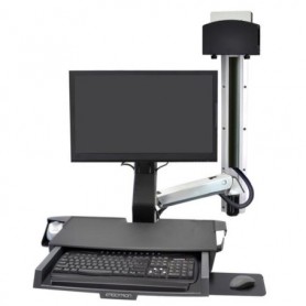 Ergotron 45-272-216 StyleView Sit-Stand Combo System with Worksurface Small CPU Holder White