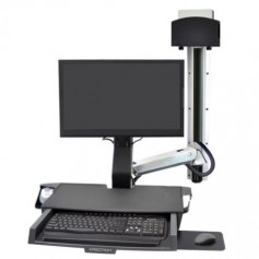 Ergotron 45-272-216 StyleView Sit-Stand Combo System with Worksurface Small CPU Holder White