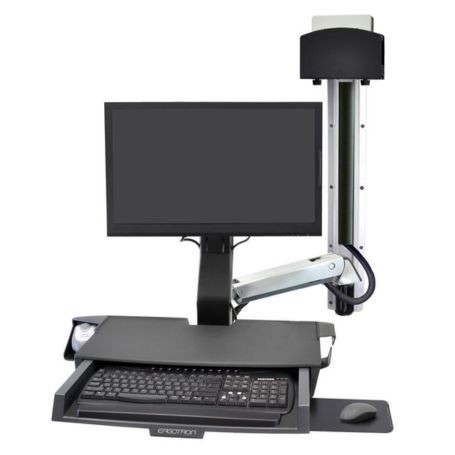 Ergotron 45-272-026 StyleView Sit-Stand Combo System with Worksurface and Small CPU Holder
