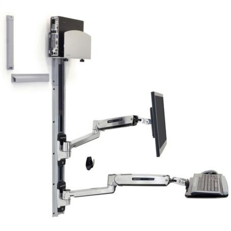 Ergotron 45-359-026 LX Sit-Stand Wall Mount System with Small CPU Holder