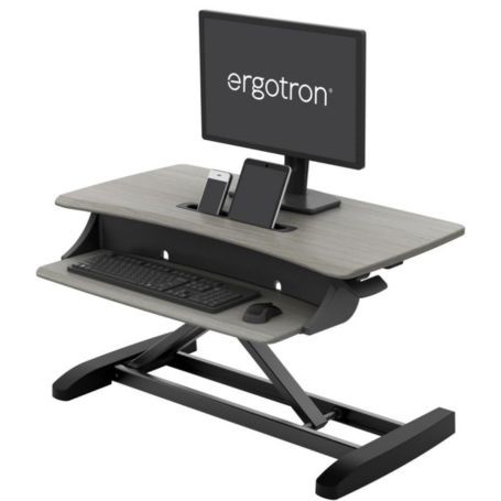 Ergotron 33-458-917 WorkFit-Z Mini Sit-Stand Desktop Workstation Dove Grey Woodgrain