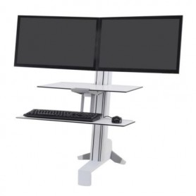 Ergotron 33-349-211 WorkFit-S Dual Monitor Sit-Stand Workstation Worksurface White