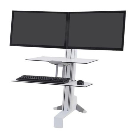 Ergotron 33-349-211 WorkFit-S Dual Monitor Sit-Stand Workstation Worksurface White