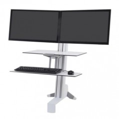 Ergotron 33-349-211 WorkFit-S Dual Monitor Sit-Stand Workstation Worksurface White