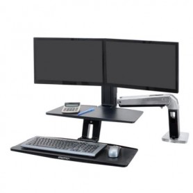 Ergotron 24-392-026 WorkFit-A Dual Monitor Sit-Stand Workstation Suspended Keyboard