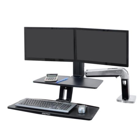 Ergotron 24-392-026 WorkFit-A Dual Monitor Sit-Stand Workstation Suspended Keyboard