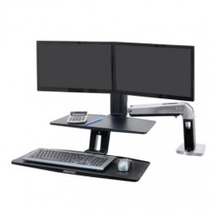 Ergotron 24-392-026 WorkFit-A Dual Monitor Sit-Stand Workstation Suspended Keyboard