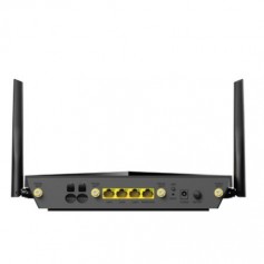 Cudy P5 5G router with AX3000 Wi-Fi 6, dual Nano SIM slots, four Gigabit Ethernet ports, and VPN and mesh networking support.