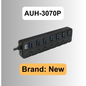 Adesso AUH-3070P interface hub USB 3.2 Gen 1 (3.1 Gen 1) Type-A 5000 Mbit/s Black
