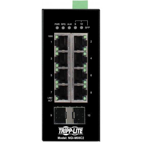Tripp Lite NGI-M08C2 Industrial Gigabit Ethernet Switch 8 Port Managed 2 Gbe SFP Slots