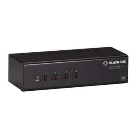 Black Box KV6224DP KVM Switch 4-Port Dual-Monitor DP 4K 60HZ USB 3.0 Hub Audio