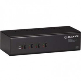 Black Box KV6224DPH KVM Switch 4 Port Dual-Monitor DP & HDMI 4K 60HZ USB 3 Hub Audio