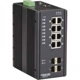 Black Box LIE1014A Industrial 12-Port Managed Gigabit PoE+ Switch, 4 SFP Slots