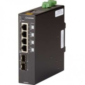 Black Box LIE402A 6-Port Unmanaged Gigabit PoE++ Switch, 2 SFP, Extreme Temps