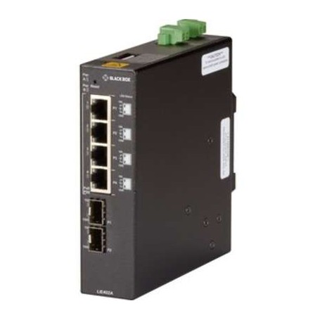 Black Box LIE402A 6-Port Unmanaged Gigabit PoE++ Switch, 2 SFP, Extreme Temps