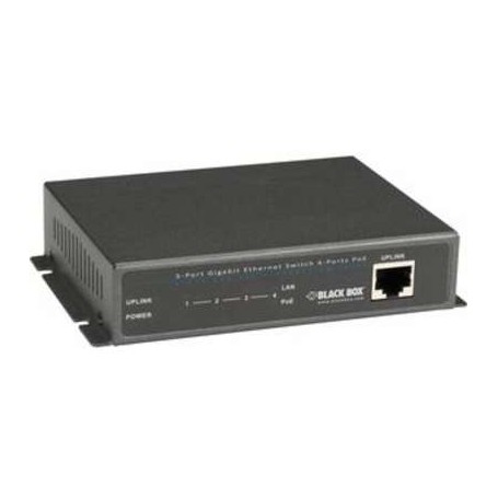 Black Box LPB1205A-R2 PoE+ Switch - (1) 10/100/1000MBPS RJ45, (4) RJ45 PoE+
