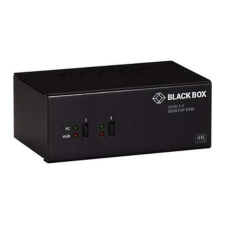Black Box KV6222H KVM Switch 2-Port Dual-Monitor HDMI 4K 60HZ USB 3 Hub Audio