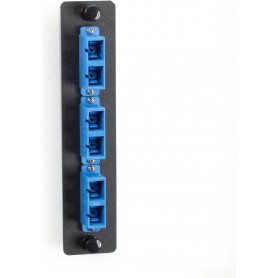 Black Box JPM451C Standard Adapter Panel, Ceramic Sleeves, (3) Duplex SC Pairs, Blue