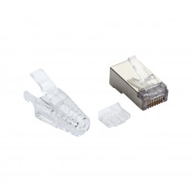 Black Box FMTP6AS-CL-100PAK CAT6A Modular RJ-45 Plugs with Boots, Solid/Stranded STP, 100-pack