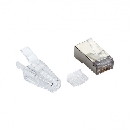 Black Box FMTP6AS-CL-100PAK CAT6A Modular RJ-45 Plugs with Boots, Solid/Stranded STP, 100-pack