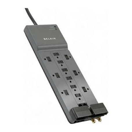 Belkin BE112234-10 12-Outlet Surge Protector with Phone Ethernet Coax Protection 10 Foot Cord