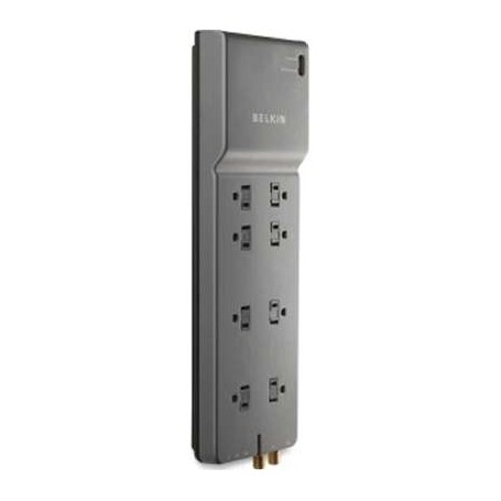 Belkin BE108230-12 8-Outlet Home Office Surge Protector with Telephone Line 12-Foot Cord