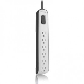 Belkin BV106000-04 6-Oultet Surge Protector w/ Off Switch - 4ft Cord - 600J - ST PLG - White/Gray