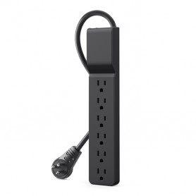 Belkin BSE600-06BLK-WM Surge Protector 6 Outlets 6ft Cord 360-degree Plug 720 Joules Black