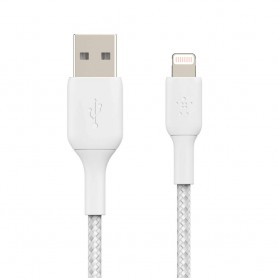 Belkin CAA002BT2MWH BoostCharge Braided Lightning to USB-A Cable (6.6ft White)