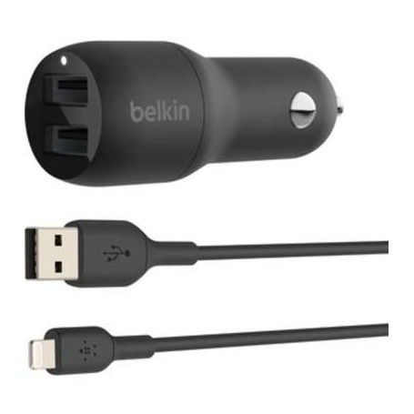 Belkin CCD001BT1MBK Boost Charge Dual USB-A Car Charger 24W +USB-A to Lightning Cable
