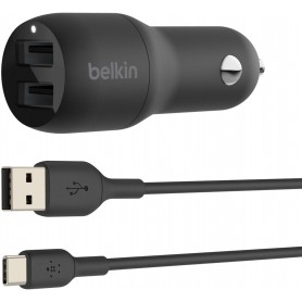 Belkin CCE001BT1MBK BOOSTCHARGE Dual USB-A Car Charger 24W + USB-A to USB-C Cable