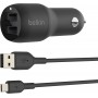 Belkin CCE002BT1MBK BOOST CHARGE Dual USB-A Car Charger 24W + USB-A to Micro-USB Cable