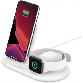 Belkin WIZ001TTWH BOOST CHARGE 3-in-1 Wireless Charger for Apple Devices (White)