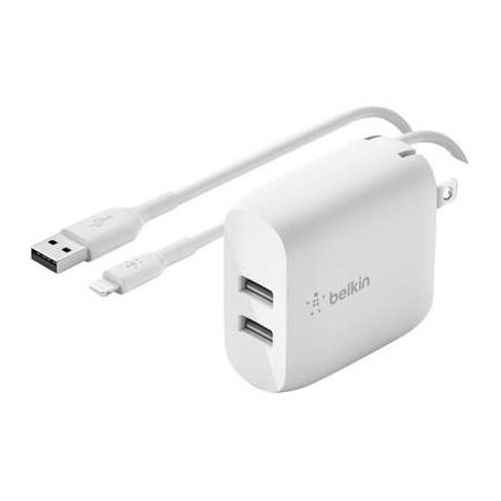 Belkin WCD001DQ1MWH Boost Charge Dual USB-A Wall Charger 24W + Lightning-USB-A Cable